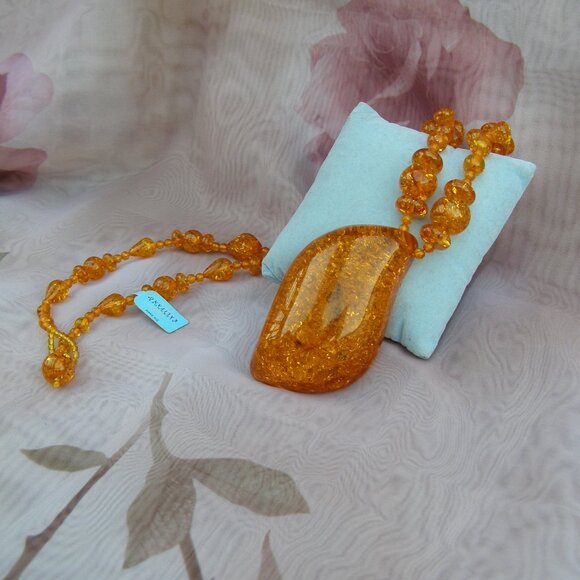 🦂 NEW Alexander Kalifano Syn Amber Necklace Fossilized Scorpion - Picture 3 of 11